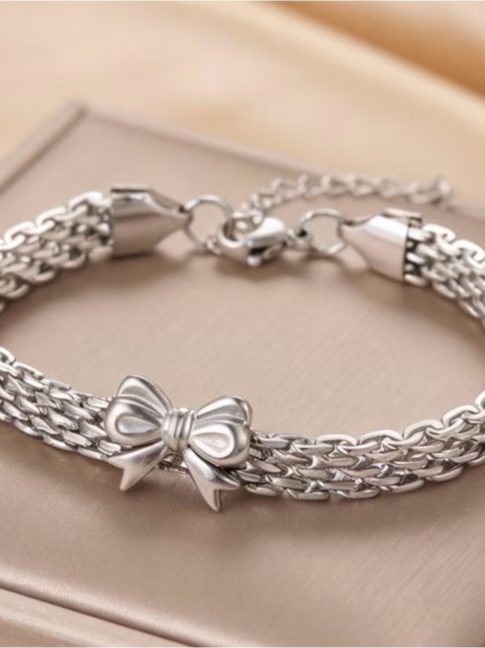 Silver Bow Multi-Chain Bracelet - Women Jewelry